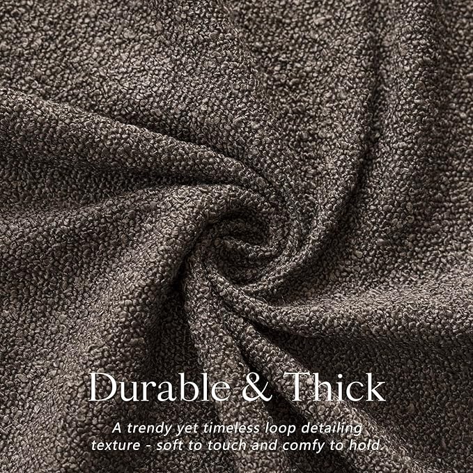 Foindtower Pack of 2 Textured Boucle Throw Pillow Covers Accent Solid Decorative Pillow Cases Cozy Woven Couch Cushion Case for Sofa Bedroom Living Room Home Decor, 20 x 20 Inch,Dark Brown