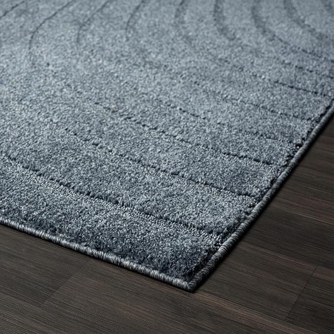 LUXE WEAVERS Modern Geometric Wave Blue 4x6 Area Rug