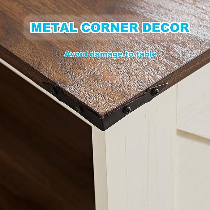 Farmhouse Coffee Table for Living Room, Wood Square Coffee Tables, 31.5" D x 31.5" W, Antique White