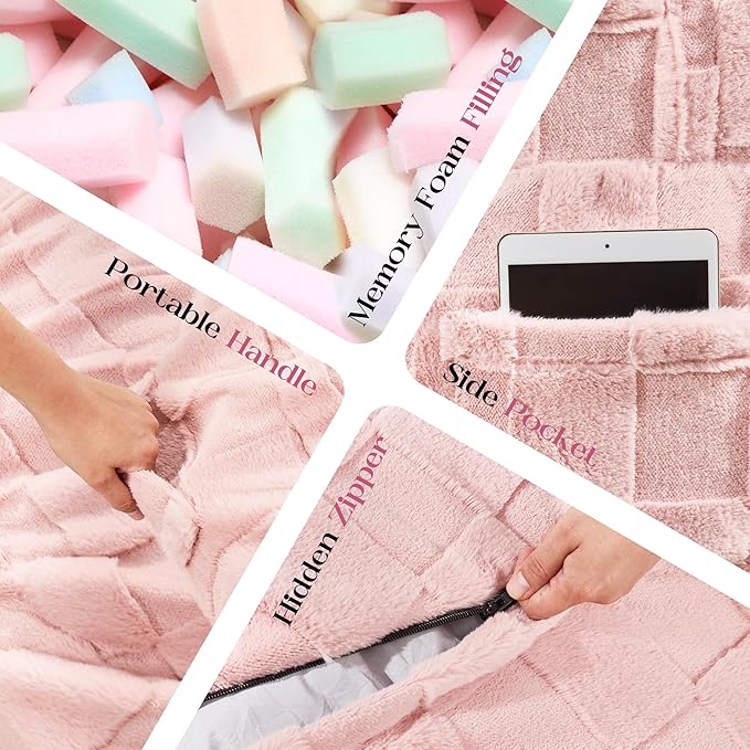 Hobestluk Bean Bag Chairs Beanbag Chair with Filler Adult Bean Bags with Fluffy Cover, Giant Bean Bag Chairs for Adults for Living Room, Bedroom (Pink, 6FT - 70" x 70" x 15")