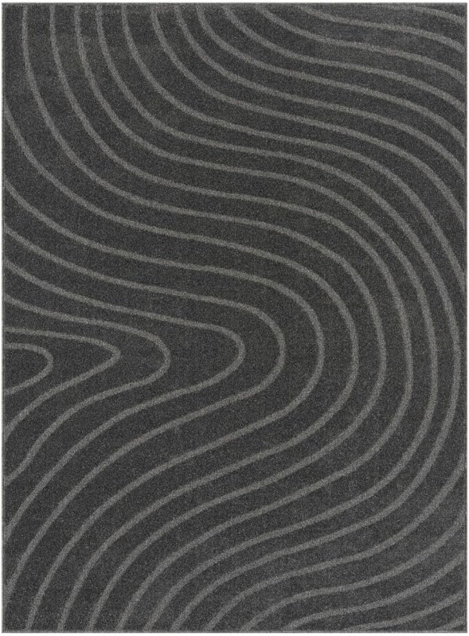 LUXE WEAVERS Modern Geometric Wave Anthracite 2x3 Area Rug