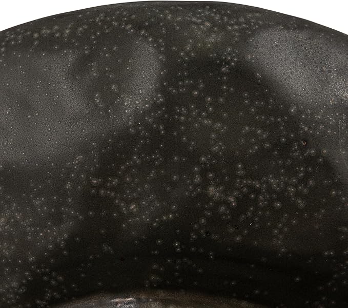 Creative Co-Op Stoneware Footed Pedestal/Bowl with Handles, Reactive Glaze, Black