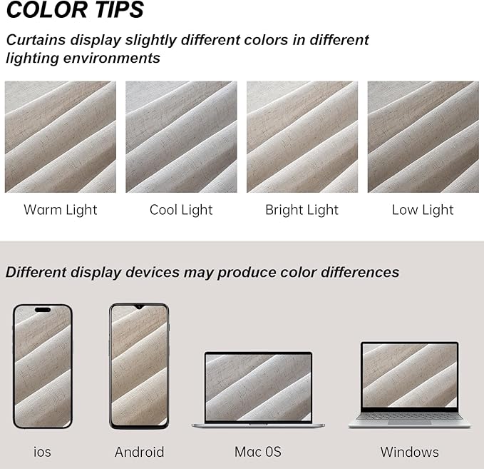 92 Inches Linen Sheer Curtains for Living Dining Room Bedroom Grey Beige Thick Linen Pleat Drapes with Grommet Light Filtering Boho Farmhouse Semi Sheer Curtain 92 inch Length 52" x 92"