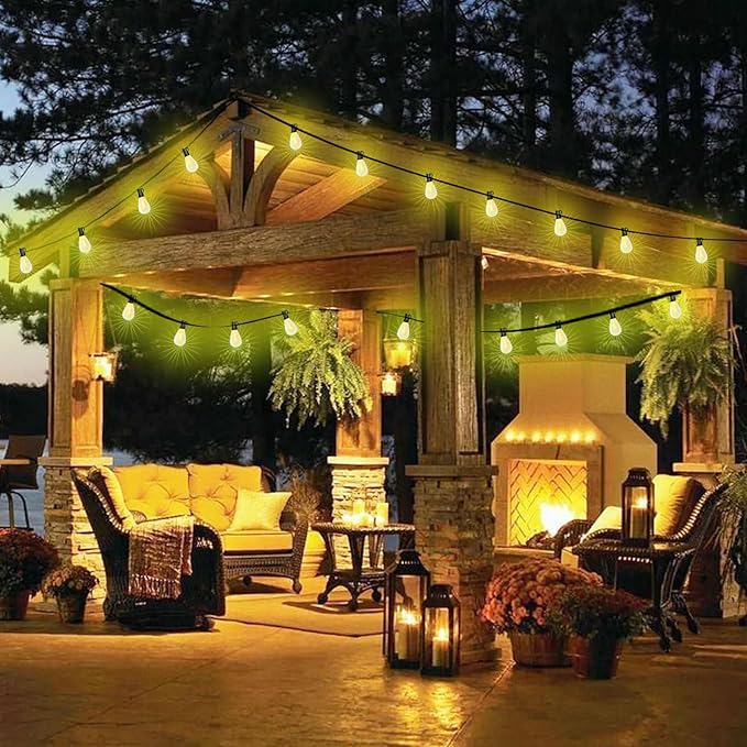 Outdoor String Lights S11 LED Patio Lights with 13 Plastic Bulbs(1 Spare), IP44 Waterproof Connectable Hanging Lights for Backyard Porch Balcony Party Decor(25FT