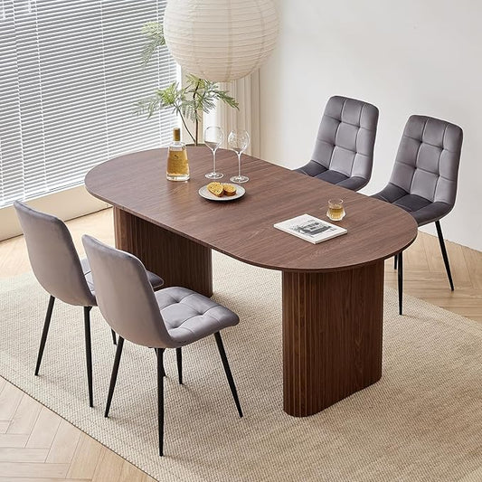 5-Piece Dining Table Set for 4 6 People with Heavy Duty Legs, Dining Room Table Chairs Set for Living Room, Kitchen, Apartment