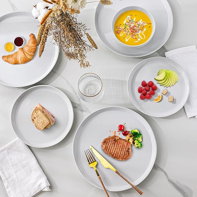 GBHOME Ceramic Dinnerware Set for 4, 12pcs Stoneware Plates and Bowls Sets, Handmade Chip and Scratch Resistant Dishes Set, Dishwasher & Microwave Safe