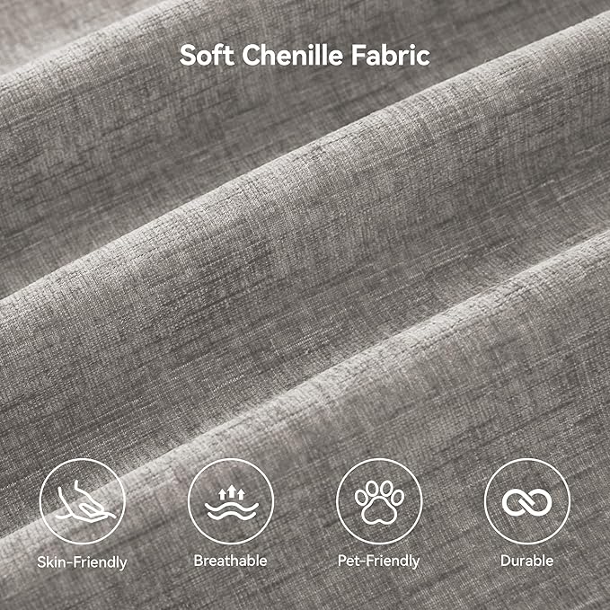 134'' Cloud Modern 4 Seater Couch with Detachable Headrest, Modular Sectional Sofa with 2 Ottoman, Oversized U Shape Chenille Comfy Sofa with Armrests for Living Room, Light Grey