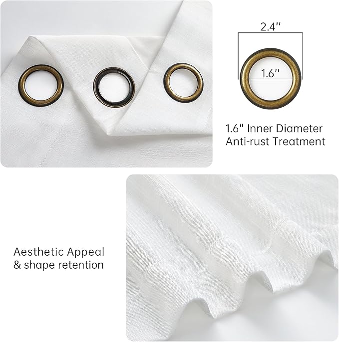 108 Inches Long Linen Sheer Curtains 2 Panels Set for Living Room Bedroom Off White Cotton Linen Blend Pleat Semi Sheer Drapes Ceiling Floor Extra Long Window Curtains 9 Ft