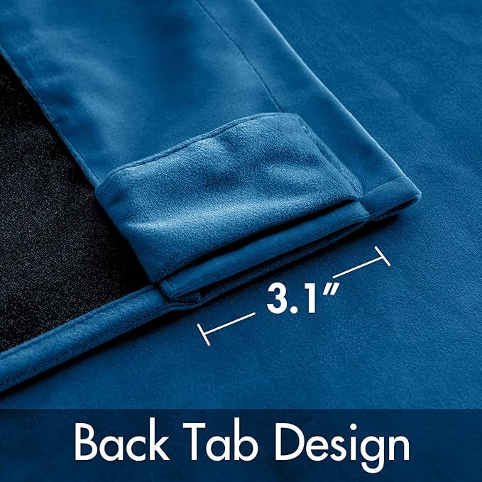 MIULEE Blue Velvet Curtains 84 inches 2 Panels - Luxury Room Darkening Curtains for Bedroom Living Room Thermal Insulated Super Soft Window Drapes Rod Pocket & Back Tab, Peacock Blue