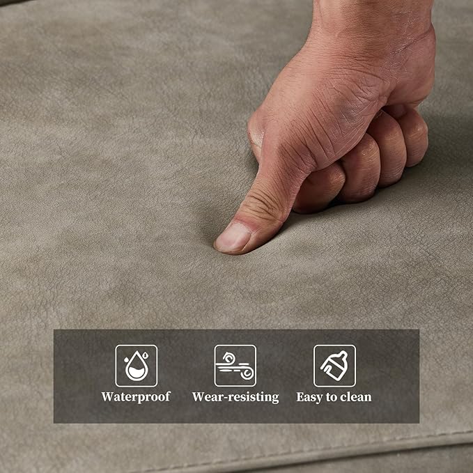 CLIPOP Faux Leather Dining Chairs Set of 2, Modern Kitchen Chairs with Upholstered Seat, High Back, Dining Room Chairs for Kitchen, Greige