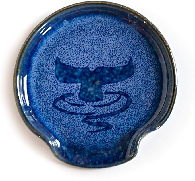 Georgetown Pottery Spoon Rest Blue Whale Tale, Handmade, Made in USA, Ceramic