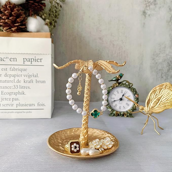 Metal Ring Dish Holder for Jewelry, Coconut Tree Jewelry Dish Ring Holder, Trinket Dish Jewelry Organizer for Dresser Christmas Mothers Day Birthday Wedding Gifts