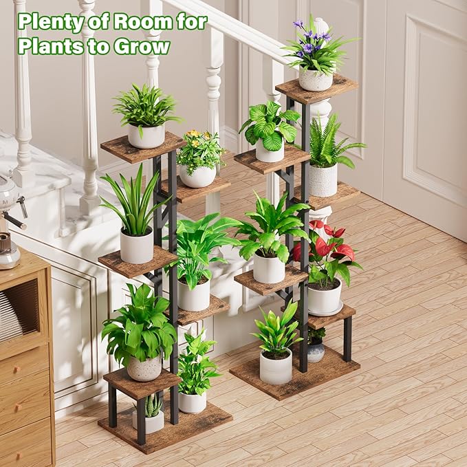Plant Stand Indoor with Grow Lights - 2 Pack Indoor Plant Shelf, 6 Tiered Indoor Corner Plant Stand Shelves, 40.4" Plant Rack Display for Indoor Plants Multiple, Flower Holder for Living Room Patio Balcony Décor
