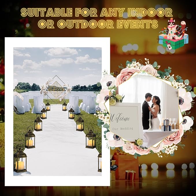 12 Set 10 Inch Bronze Decorative Candle Lanterns Bulk Lanterns Centerpiece with LED Flameless Candle Indoor Outdoor Battery Powered Hanging Lights for Wedding Halloween Thanksgiving Christmas