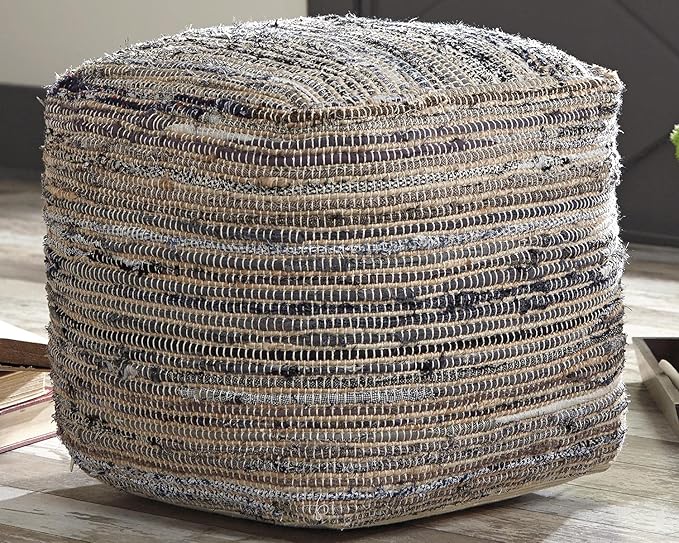Signature Design by Ashley Absalom Hemp Pouf, 16 x 16 Inches, Multicolored