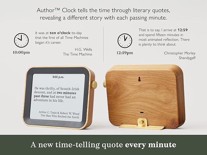 Author Literary Quote Clock Large – Tells Time Using Book Quotes | Unique Gift for Book Lovers | New Quote Every Minute Clock Vol 2