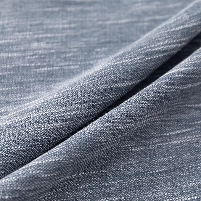 MYSKY HOME Floor Length Curtains Long Panels, Boho Curtains Farmhouse for Living Room Sliding Glass Door, Linen Look Texture Light Filtering, 50" x 95", Dusty Blue, Pack-2