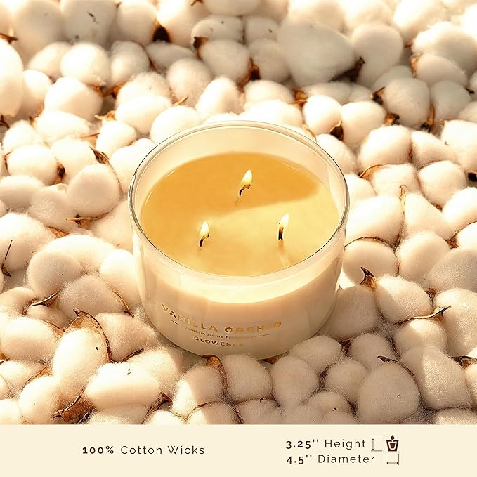 Vanilla Scented Candle - 100% Natural Soy Wax - Large 3 Wick Jar Candle - Up to 40 Hours Burning Time - Aromatherapy Candles for Home - Housewarming Gift for Women & Men