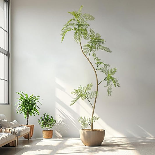 7.2FT Artificial Tree Fake Jacaranda Tree,Faux Tall Tree Lifelike Green Leaves Large Plants Indoor Fake Trees for Home Decor