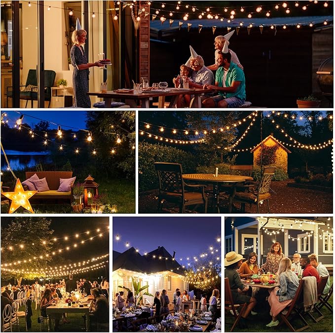 Outdoor String Lights 100ft LED Hanging Globe Patio Lights with G40 Shatterproof Bulbs(34+3 Bulbs), Waterproof Connectable Hanging Light for Indoor Outdoor Decor Garden Camping Backyard Porch