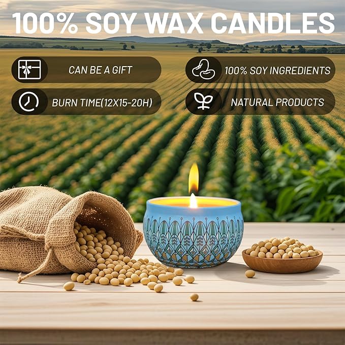 Candle,Scented Candles Gift Set, 4 Pack Aromatherapy Candle, Stress Relief Gifts for Women, Candles for Home Scented, Ideal for Birthday, Christmas, Thanksgiving, Mother's Day