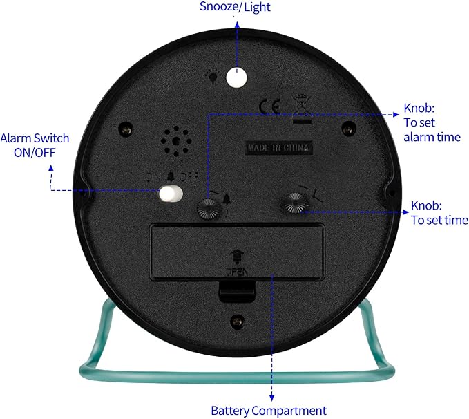 4.5" Antique Retro Analog Alarm Clock, Small Silent Desk Clock with Manual Light, Snooze, for Living Room, Bedroom, Bedside, Desk(Green)