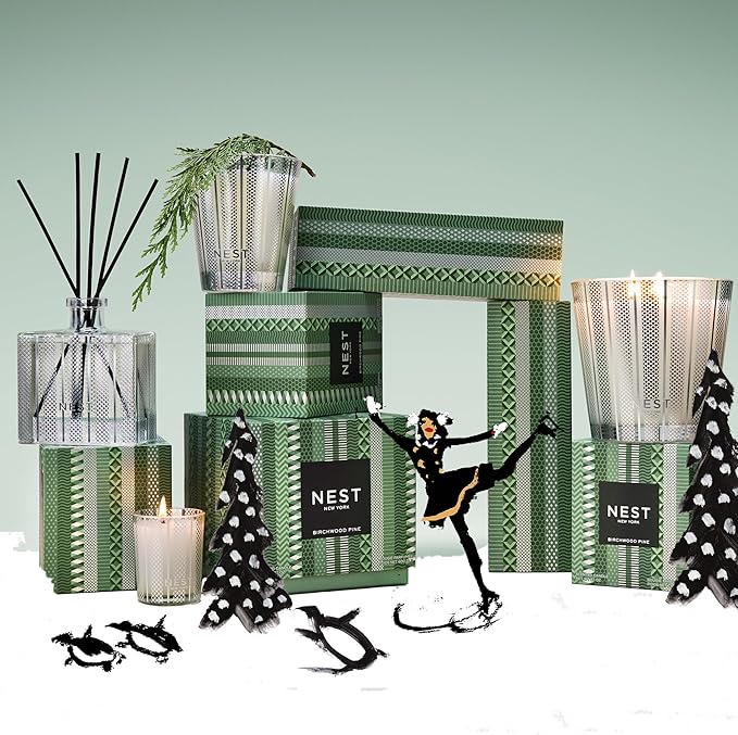NEST New York Scented 3-Wick Candle, Birchwood Pine - 21.2 oz - Up to 100-Hour Burn Time - Reusable Glass Vessel