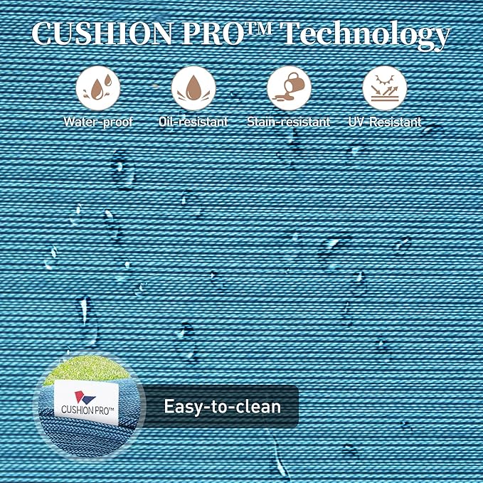 7 Piece Metal Outdoor Patio Furniture Sets, Patio Conversation Sets 3-seater Sofa, 2 Fixed Chair, 2 Rocking Chair, 2 Ottomans with 5.75" Thick Cushion, Black Backyard Furniture, Blue-2