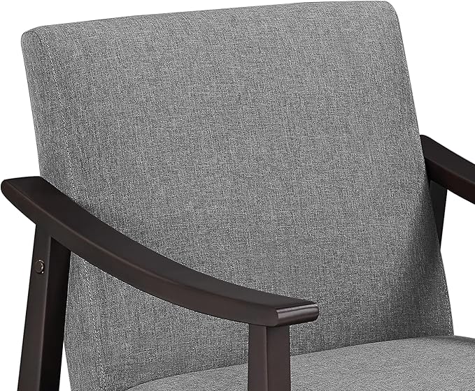 Yaheetech Leisure Chair with Solid Armrest and Feet, Modern Mid-Century Accent Chair, Linen Fabric Side Sofa for Living Room Bedroom, 2pcs, Dark Gray