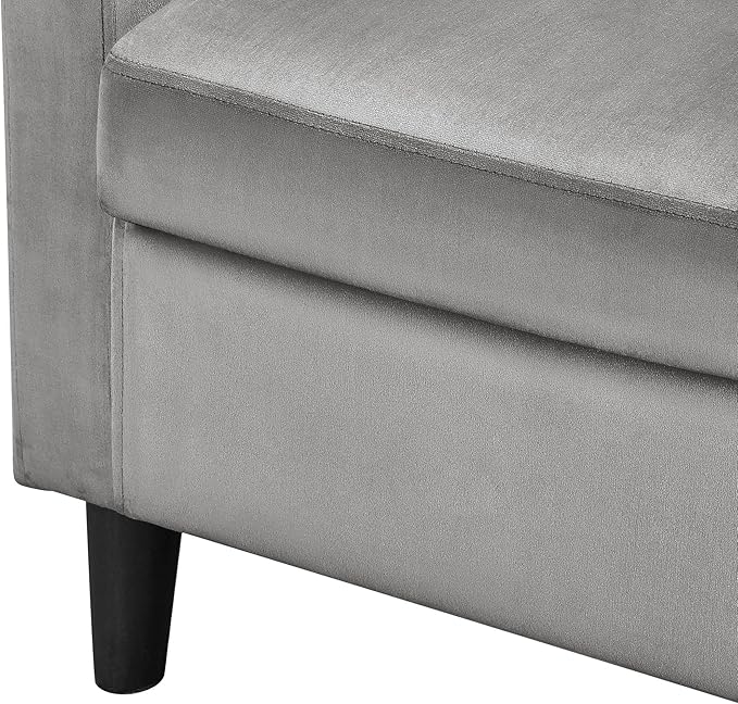 Yaheetech Accent Chair, Modern Velvet Armchairs with Big Ample Seat, Half Rounded Back, Cozy Upholstered Barrel Sofa Chair for Living Room Bedroom Waiting Room, Gray