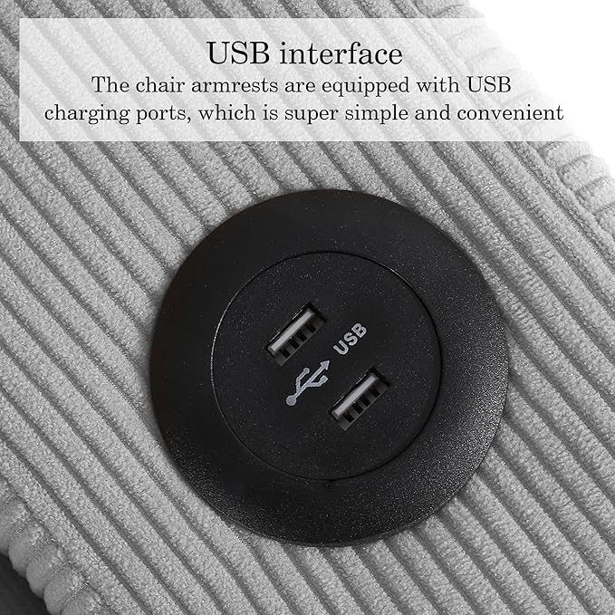 UIXE 3-in-1 Sleeper Sofa Chairs Set of 2, Pull Out Sofa Bed Convertible Reclining Seat Upholstered Armchair, Adjustable Backrest Recliner Chair with Side Pockets, Cup Holder & USB Ports - Light Gray