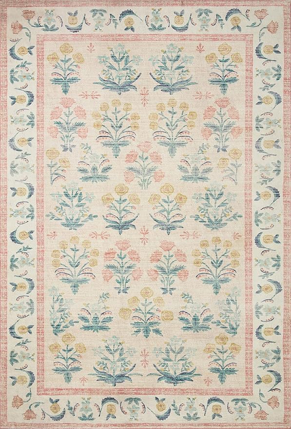 Loloi Rifle Paper Co. Eden Collection EDE-01 Mughal Rose Blush 7'-6" x 9'-6" Area Rug