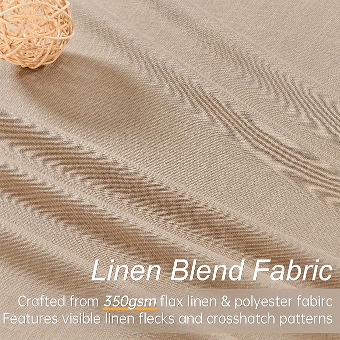 Topfinel 120 Inches Long Extra Long Pinch Pleat Faux Linen Curtains for Living Room,Neutral Beige 100 Percent Blackout Floor to Ceiling Farmhouse Sound Absorbing Drapes 2 Panels for Track System 10 FT