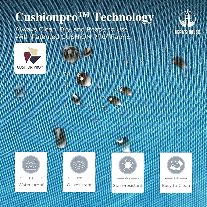 HERA'S HOUSE Outdoor Swivel Chairs Set of 2 with 5.5" Thick Cushions, High Back Patio Furniture, Oversized Wicker Rattan Chairs for Deck Balcony Backyard, Blue