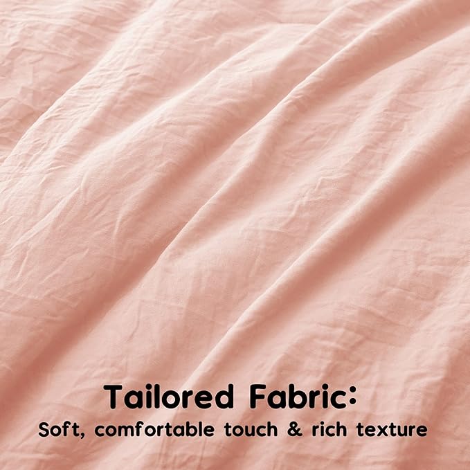 Bonlino Bedding Comforter Set Queen - 3 Pieces Farmhouse Comforter Ruffle Boho Bed Comforter, Fluffy Soft Lightweight Bedding Chic Rustic Country Style for Home Bedroom Dorm (Queen, Blush Pink)