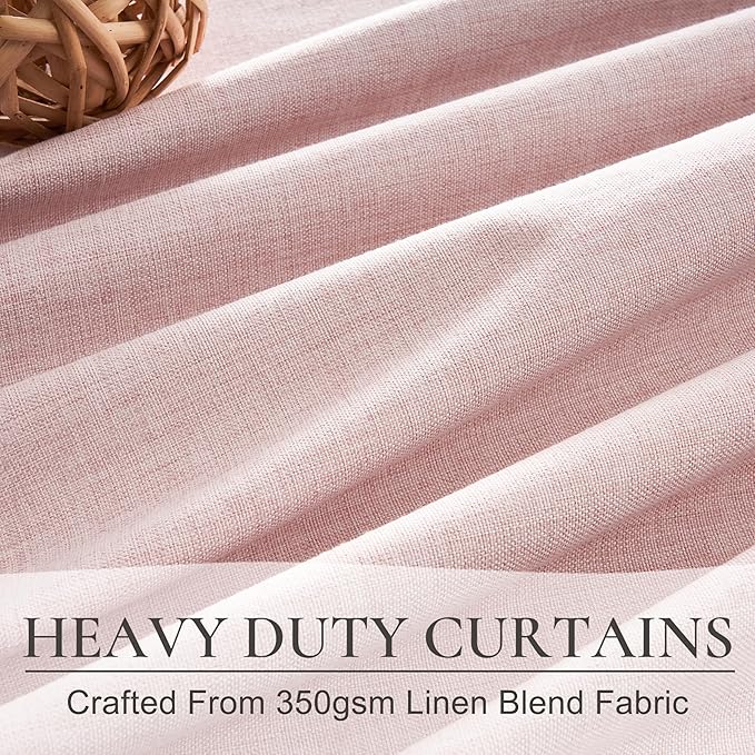 Baby Pink Extra Wide Curtains 70 Inches Wide for Grils Bedroom 2 Panels Set, Heavy Duty Pinch Pleated 84 Inch Long Linen Blackout Sliding Door Window Curtains Thermal Privacy Drapes(70"Wx84" Lx2)