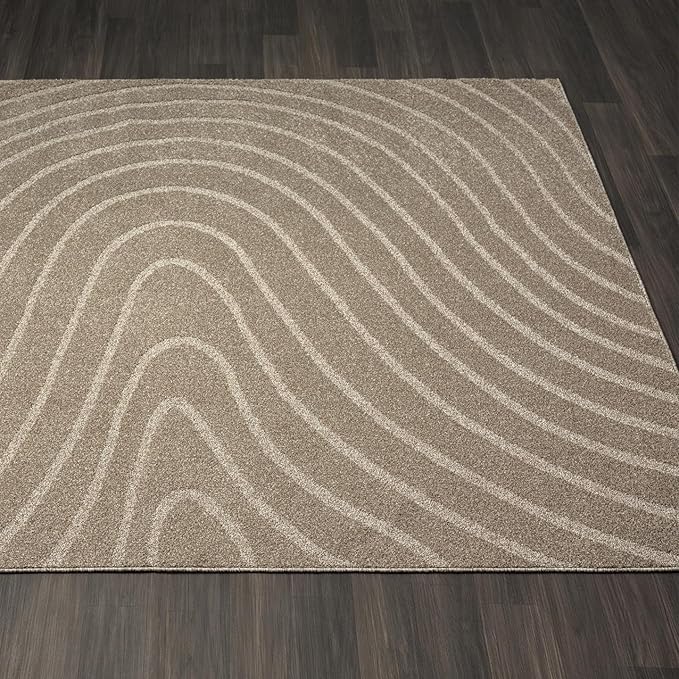 LUXE WEAVERS Modern Geometric Wave Taupe 5x7 Area Rug