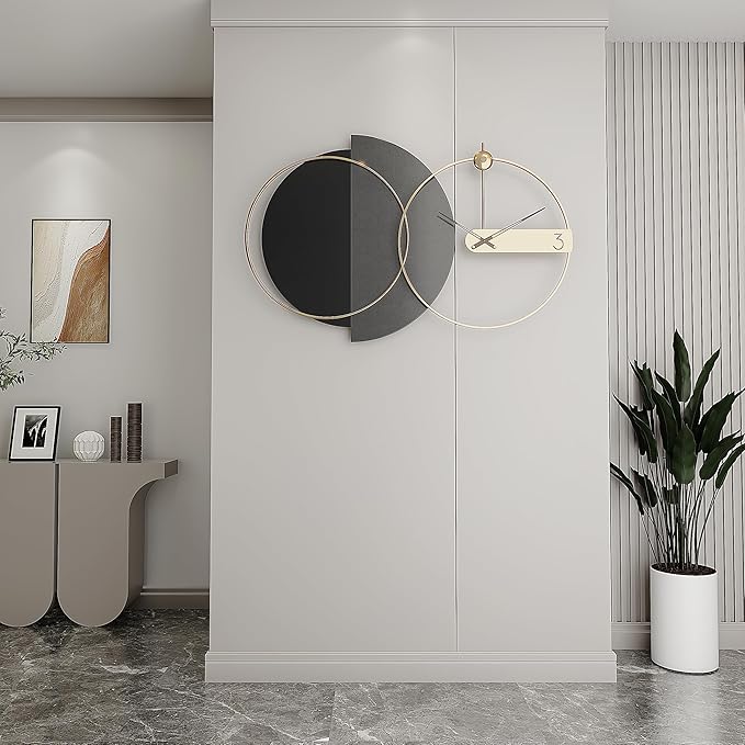 Wall Clock Large 28 Inch - Modern Nordic Style Black, Silent Non-Ticking Battery Operated Decorative Hanging Clock for Living Room Bedroom Office Entryway