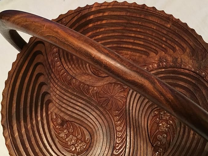 Unique Thanksgiving Day Gift Wooden Collapsible Fruit Basket His/Her Gift Love Elegant Foldable Fruit Basket Leaf Wooden Hand Crafted - Diameter 12"