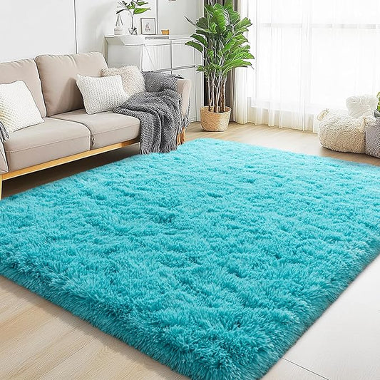 5x7 Area Rugs for Living Room, Fluffy Shaggy Rug Soft Carpets, Rugs for Bedroom Nursery Kids Room Dorm Home Decor Aesthetic, Teal Blue