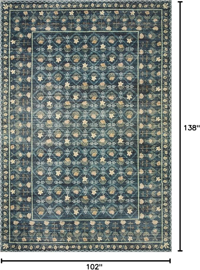 Loloi Rifle Paper Co. Eden Collection EDE-03 Lattice Indigo 8'-6" x 11'-6" Area Rug