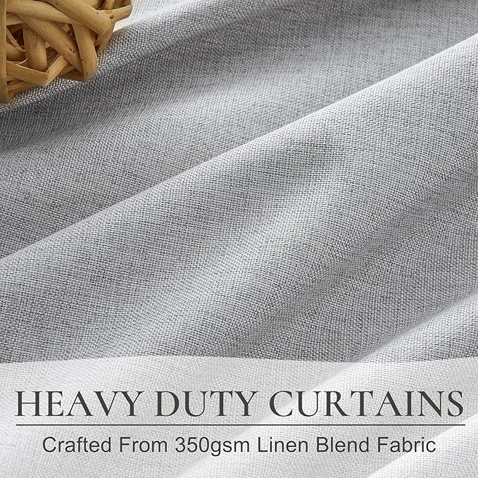 Light Grey Blackout Curtains 102 Inch Long for Living Room, Pinch Pleated Flax Linen Modern Insulated Drapes Bedroom Ceiling to Floor Curtain 2 Panels Set Privacy Windows (40"Wx102"Lx2 Light Gray)