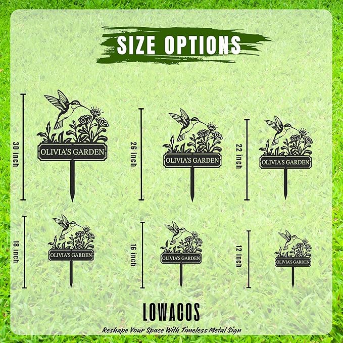 Personalized Garden Metal Sign, Custom Garden Stake, Hummingbird Yard Stake, Customized Name Sign for Outdoor, Outdoor Gardening Decor Gifts for Gardeners