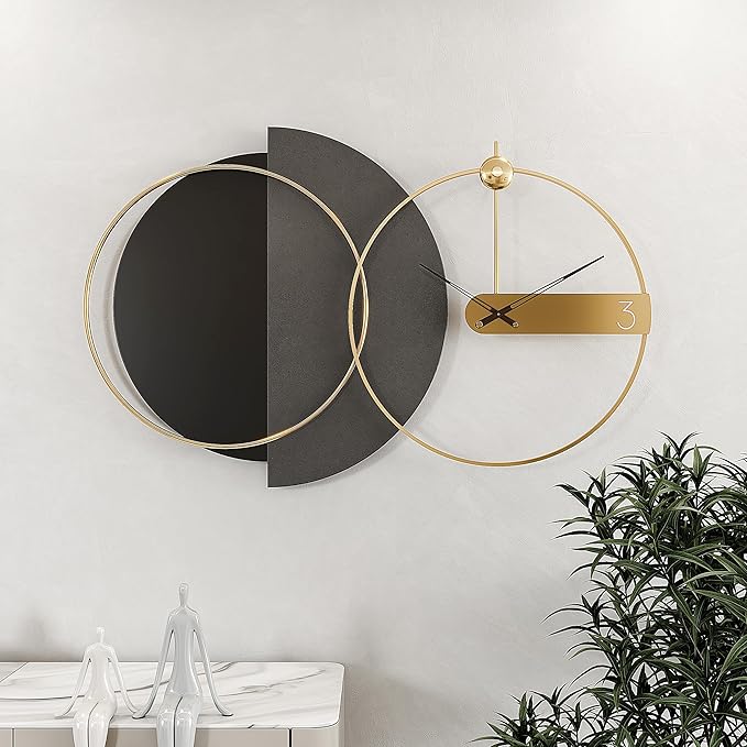 Wall Clock Large 28 Inch - Modern Nordic Style Black, Silent Non-Ticking Battery Operated Decorative Hanging Clock for Living Room Bedroom Office Entryway