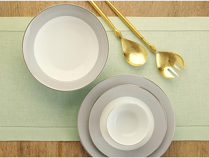 Solino Home Linen Sage Green Table Runner 72 Inches Long - 100% Pure Linen Hemstitch Table Runner 14 x 72 Inch for Dresser, Dining, Fall, Autumn, Halloween, Thanksgiving, Christmas - Classic Hemstitch