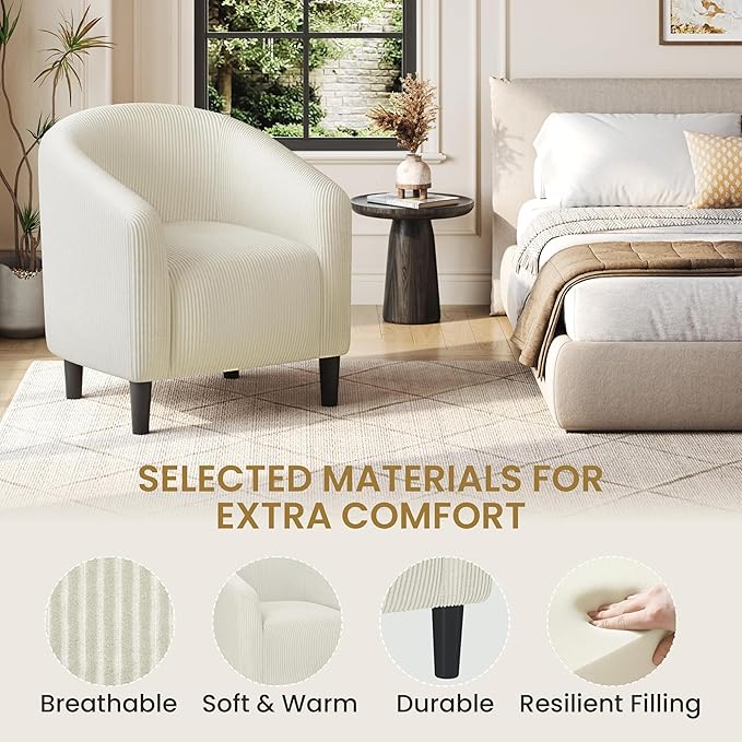 Yaheetech Barrel Chairs, Furry Accent Chairs, Sherpa Chairs with Soft Padded Armrest, Fuzzy Club Chairs for Living Room Bedroom Waiting Room Office, Accent Chairs Set of 2, Beige