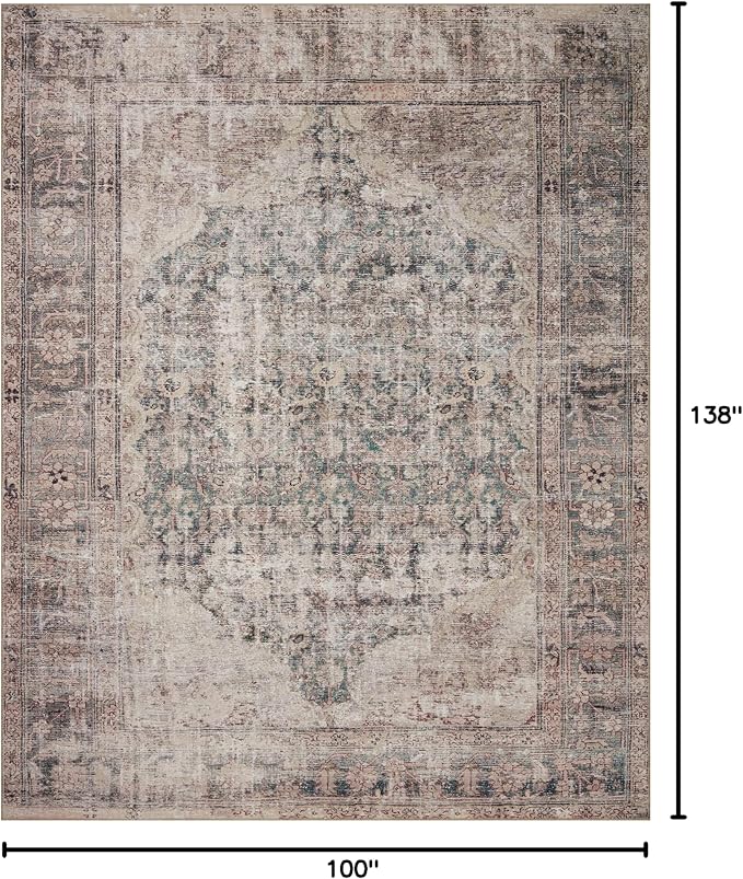 Loloi Amber Lewis Georgie Collection GER-08 Lagoon/Beige 8'-4" x 11'-6", .19" Pile Height, Area Rug