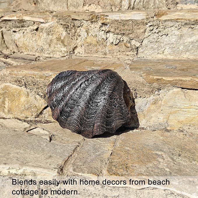 Medium Iron Black Scalloped Clam Shell Bowl Sea Shell Decor for Nautical Beach House,Coastal Decor Gift of Housewarming and Wedding Party