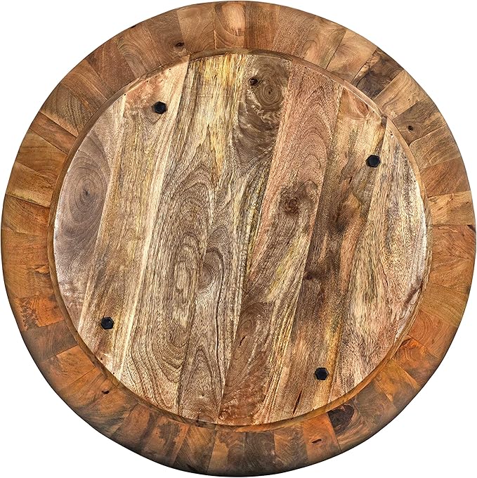 TUP THE URBAN PORT Arthur Mango Wood 35.5 Inch Coffee Table in Round Shape, Dark Brown