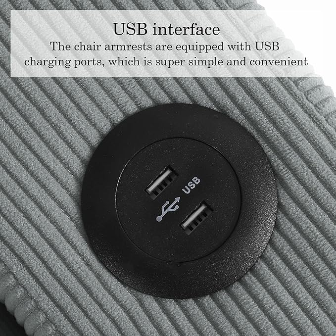 UIXE 3-in-1 Sleeper Chair Pull Out Sofa Bed, Convertible Reclining Seat Upholstered Armchair, Adjustable Backrest Recliner Chair with Side Pockets, Cup Holder & USB Ports - Gray